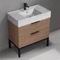 Modern Bathroom Vanity, Walnut, 32